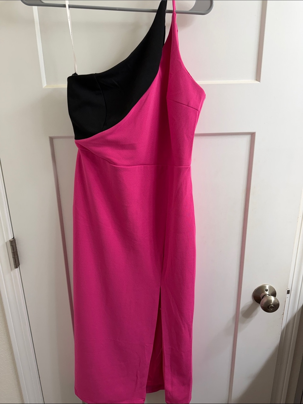 Lulu's Hot Pink One-Shoulder Midi Dress
